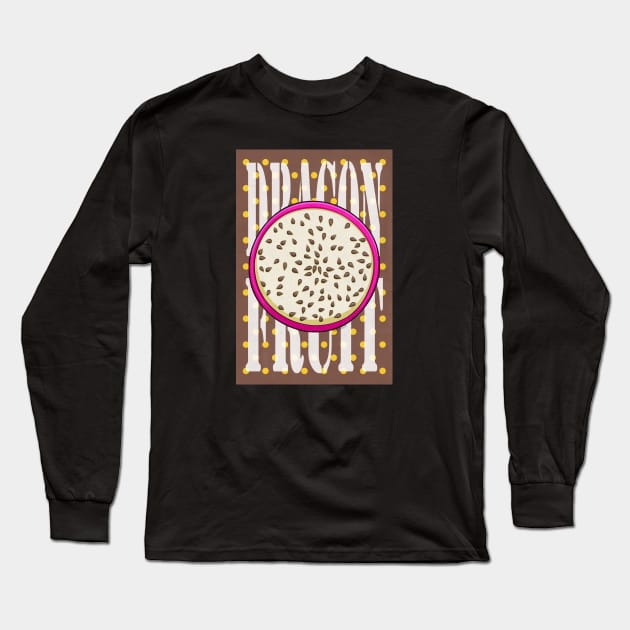 Dragonfruit retro Poster Long Sleeve T-Shirt by Art by Angele G